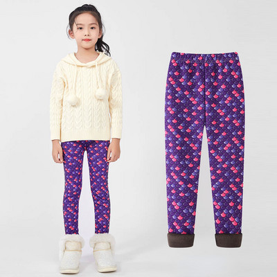 Φθινόπωρο Χειμώνας ζεστό παντελόνι για κορίτσια Βελούδινο χοντρό κολάν για κορίτσια Flower print Παιδικά παντελόνια για κορίτσια Παντελόνια ηλικίας 4-13 ετών