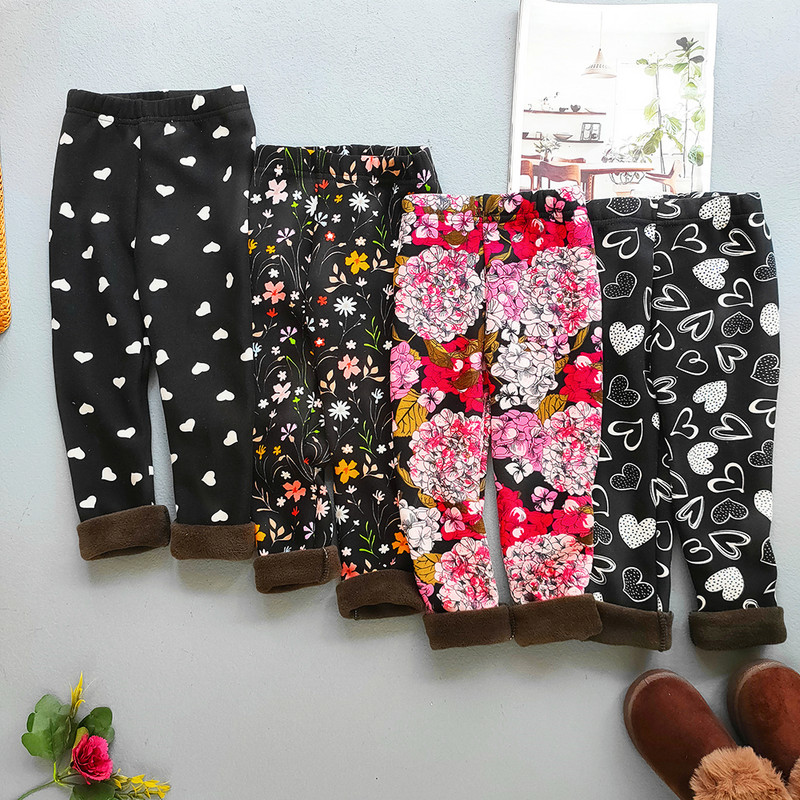 Dječja odjeća jesen zima plus baršunaste tajice za djevojčice debele tople hlače s printom cvijeća korejske uske hlače za djevojčice dječje