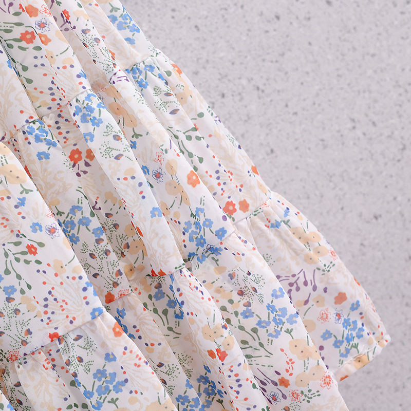 Laste tüdrukute lillemustrilised seelikud 2022 Uus saabumine Laste vabaaja šifoonist seelikud Teismeliste tüdrukute printsessiriided Tudengite rannarõivad