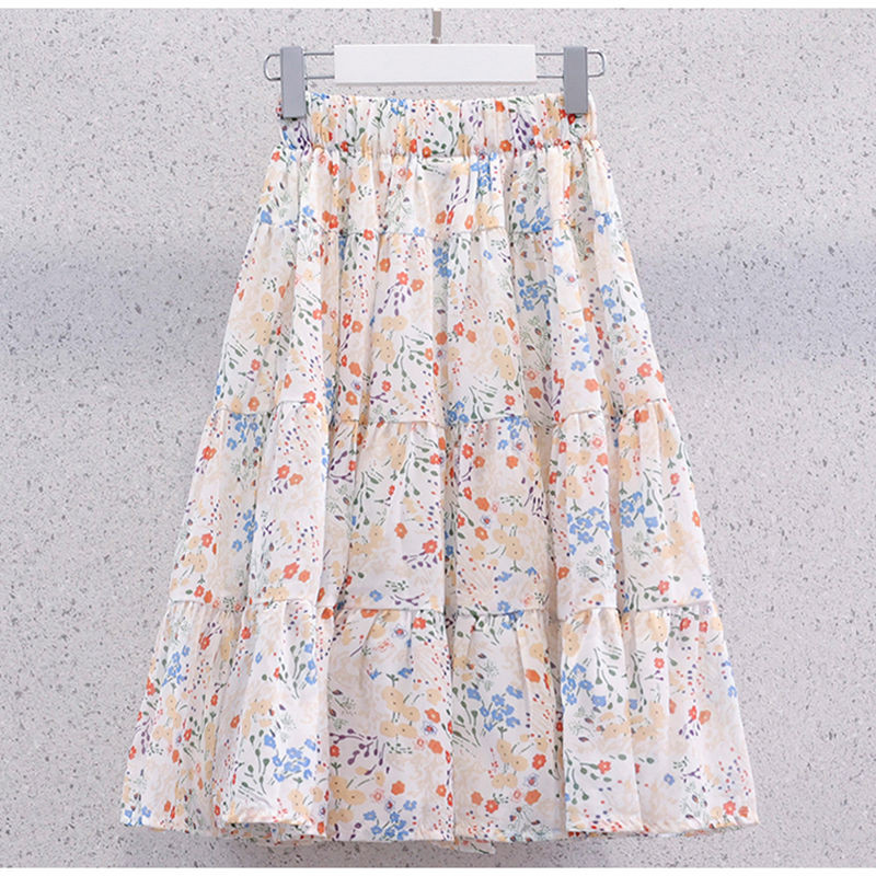 Laste tüdrukute lillemustrilised seelikud 2022 Uus saabumine Laste vabaaja šifoonist seelikud Teismeliste tüdrukute printsessiriided Tudengite rannarõivad