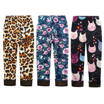 Детски дрехи Панталони за момиче Есен Зима Поларени топли клинове Чорапогащи за момичета Винтидж Топли панталони на цветя 2-11 години