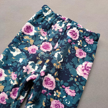 Детски дрехи Панталони за момиче Есен Зима Поларени топли клинове Чорапогащи за момичета Винтидж Топли панталони на цветя 2-11 години
