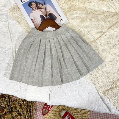 Lastele tüdrukutele kootud plisseeritud seelikud 2022 Uus saabumine Laste sügistalvised puuvillased seelikud Laste kooliseelikud Must hall seelik