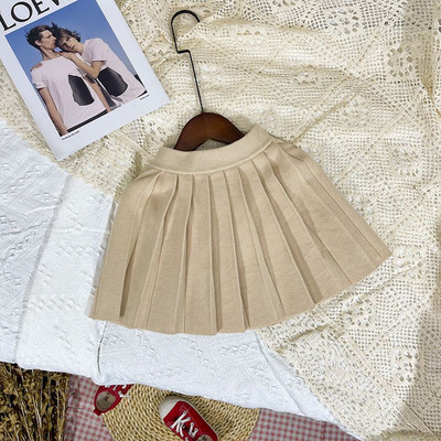 Lastele tüdrukutele kootud plisseeritud seelikud 2022 Uus saabumine Laste sügistalvised puuvillased seelikud Laste kooliseelikud Must hall seelik