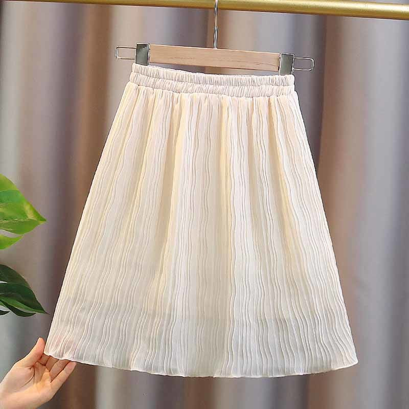 Laste tüdrukute plisseeritud šifoonist seelikud 2023 Uus saabumine Lastele vabaaja beežid mustad seelikud Teismeliste tüdrukute saledad korea stiilis seelikud