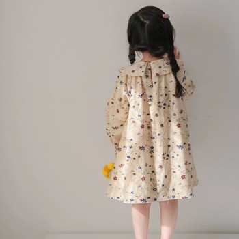Παιδικά φορέματα για κορίτσια Floral 2023 Άνοιξη φθινόπωρο μακρυμάνικο βαμβακερό πριγκίπισσα φόρεμα πριγκίπισσας μέχρι το γόνατο Ρούχα κορεατικής έκδοσης