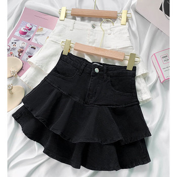 Παιδικές κοριτσίστικες μαύρες λευκές φούστες τούρτας 2023 Νέα άφιξη Άνοιξη Καλοκαίρι Διπλή Βαμβακερή Φούστα Παιδική Casual Ελαστική Φούστα στη μέση