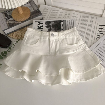 Παιδικές κοριτσίστικες μαύρες λευκές φούστες τούρτας 2023 Νέα άφιξη Άνοιξη Καλοκαίρι Διπλή Βαμβακερή Φούστα Παιδική Casual Ελαστική Φούστα στη μέση