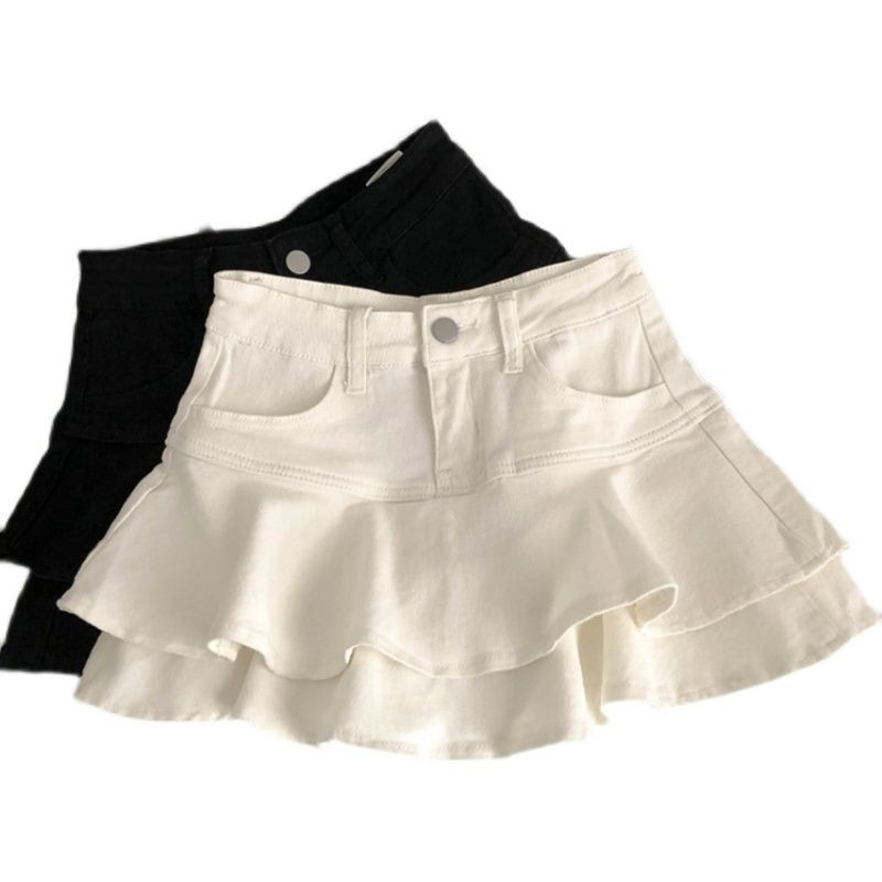 Dječje djevojke Crno-bijele kolačaste suknje 2023. Novi dolazak proljeće ljeto Dvoslojne pamučne suknje Dječja ležerna suknja s elastičnim strukom