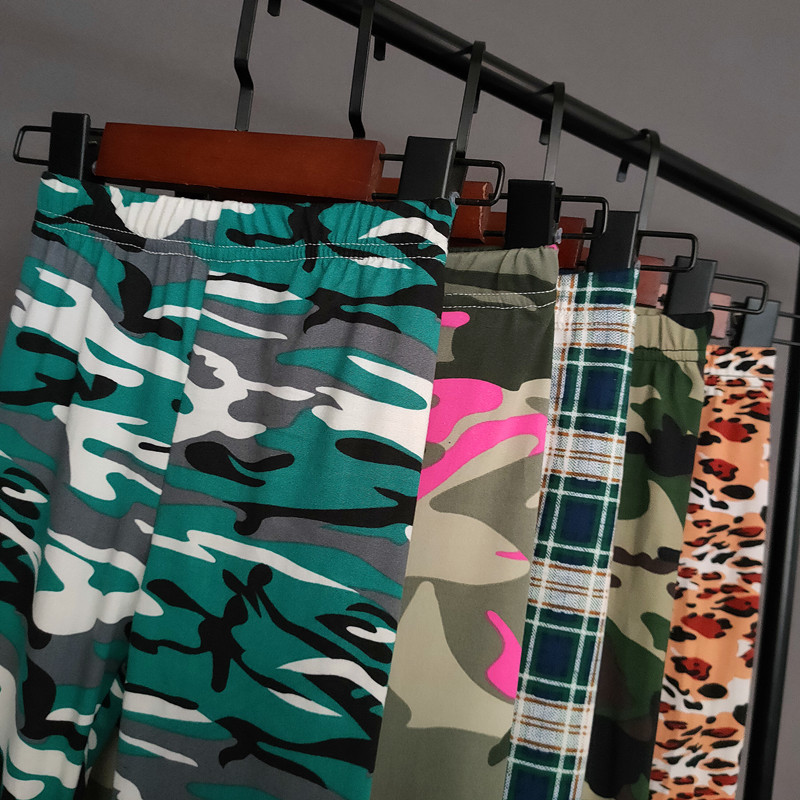 Tüdrukute säärised Kevadsuvi Kamuflaažiprint Püksid Lapsed Õhukesed Hingavad Liibuvad Püksid Laste Elastsus Ruudulised Retuusid