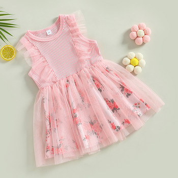 Ma&Baby 1-5Y Summer Toddler Παιδικό Φόρεμα Καλοκαιρινό τούλι Floral Print Φορέματα Tutu για κορίτσια D01