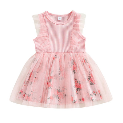 Ma&Baby 1-5Y Summer Toddler Παιδικό Φόρεμα Καλοκαιρινό τούλι Floral Print Φορέματα Tutu για κορίτσια D01