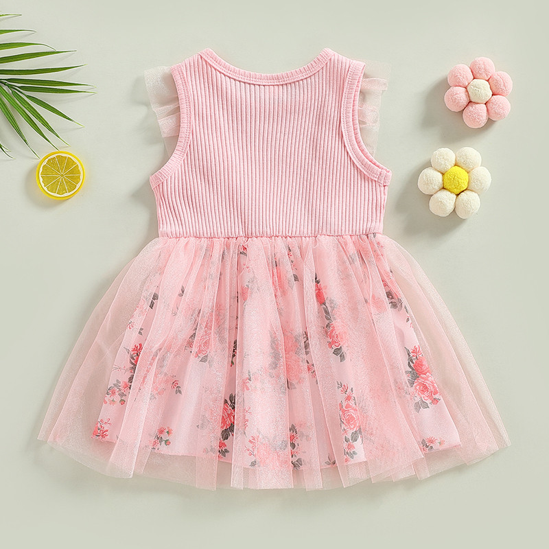 Ma&Baby 1-5Y suvine väikelaste tüdrukute kleit Suvine tüll lillemustriga kleidid Tutu kleidid tüdrukutele, riided D01