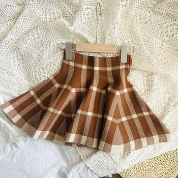 Παιδικές καρό φούστες για κορίτσια χακί 2023 Νέα άφιξη Παιδικές πλισέ σχολικές φούστες Φθινοπωρινά χειμωνιάτικα ρούχα Χαριτωμένη βαμβακερή ψηλόμεση φούστα