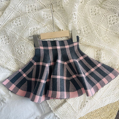 Lastele Tüdrukutele Khaki ruudulised seelikud 2023 Uus saabumine Laste plisseeritud kooliseelikud Sügistalveriided Armas puuvillane kõrge vöökohaga seelik