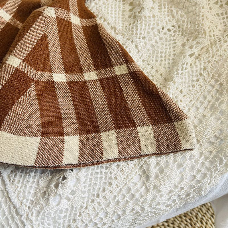 Lastele Tüdrukutele Khaki ruudulised seelikud 2023 Uus saabumine Laste plisseeritud kooliseelikud Sügistalveriided Armas puuvillane kõrge vöökohaga seelik