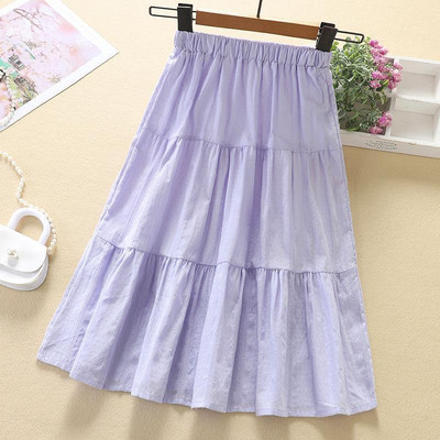 Παιδικές κοριτσίστικες λευκές φούστες σιφόν 2023 Νέες παιδικές καλοκαιρινές λεπτές βαμβακερές φούστες Ψηλόμεσες μωβ φούστες Εφηβικές φούστες καθημερινές