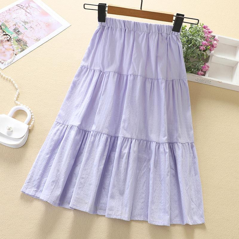 Παιδικές κοριτσίστικες λευκές φούστες σιφόν 2023 Νέες παιδικές καλοκαιρινές λεπτές βαμβακερές φούστες Ψηλόμεσες μωβ φούστες Εφηβικές φούστες καθημερινές