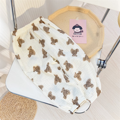 Beebi orgaanilised puuvillased püksid vastsündinud väikelapsed poistele püksid vabaaja haaremipüksid kevad suvi armsad pehmed musliinriided püksid Capris