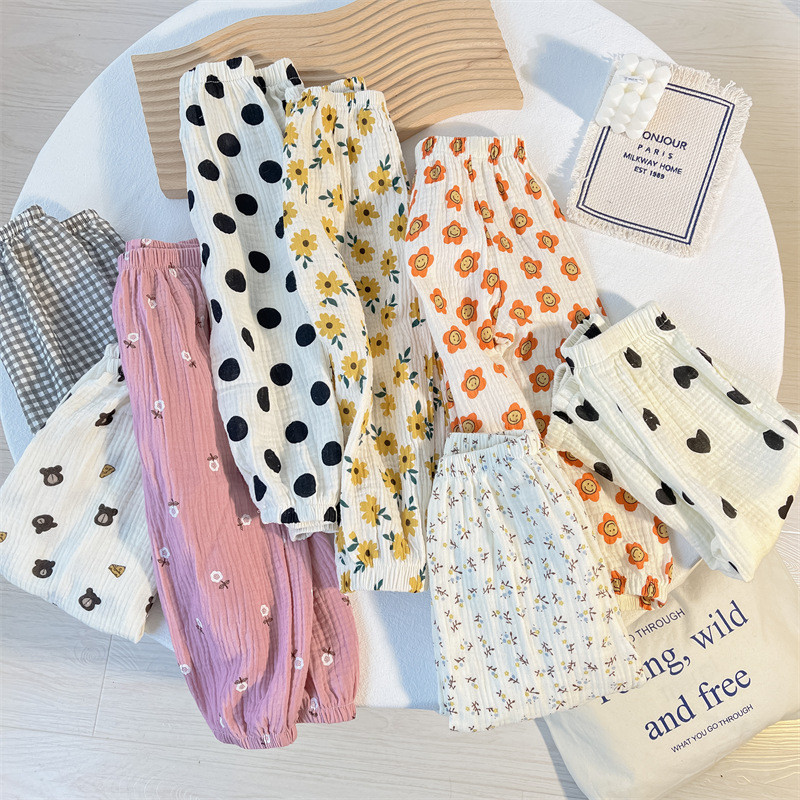 Beebi orgaanilised puuvillased püksid vastsündinud väikelapsed poistele püksid vabaaja haaremipüksid kevad suvi armsad pehmed musliinriided püksid Capris