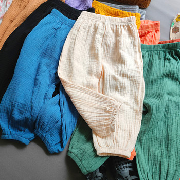 Момчета Момичета Летни панталони от памучен муселин и комари за бебе момиче Тънки бамбукови панталони Модни домашни панталони Корейски детски дрехи