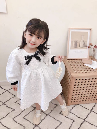 Kevad-sügis tüdrukute kleidid Tüdrukute korea rõivad Pikad varrukad Printsess Pulmapits Pitsikleit Tüdrukute Peokleit Peokleit