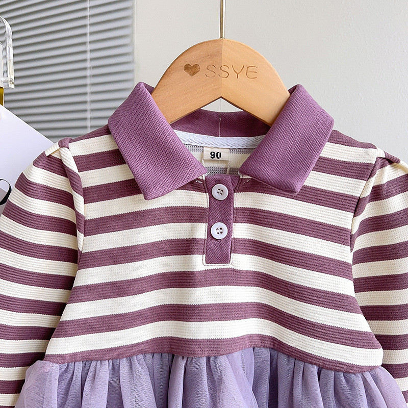 Nova jesen 2023. Dječja haljina u korejskoj verziji za djevojčice s prugama u šarenom stilu Haljina s dugim rukavima za djevojčice Slatka princeza Gaze haljine 2-7 godina