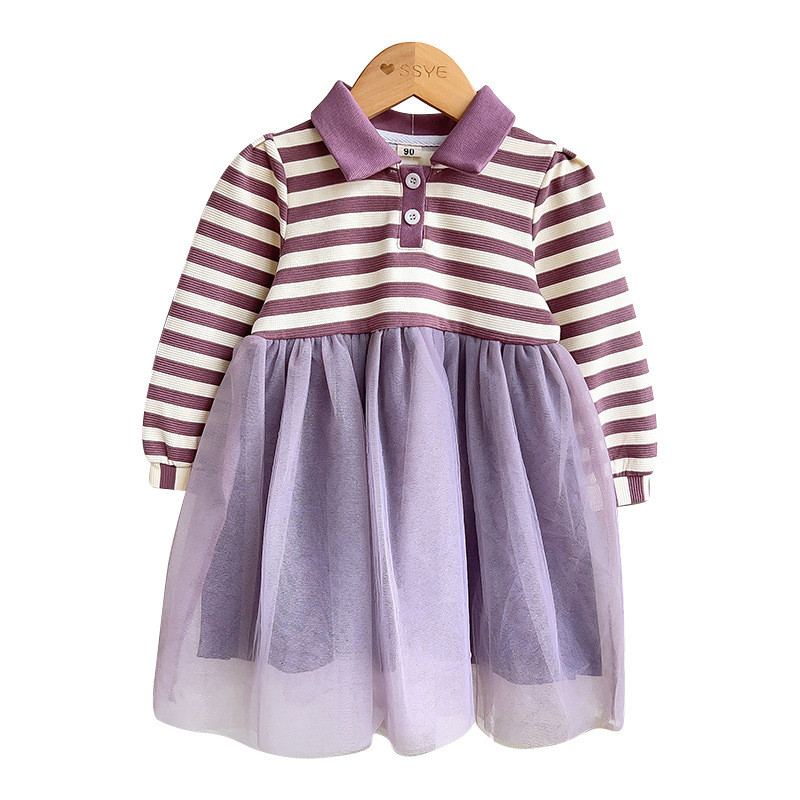 Nova jesen 2023. Dječja haljina u korejskoj verziji za djevojčice s prugama u šarenom stilu Haljina s dugim rukavima za djevojčice Slatka princeza Gaze haljine 2-7 godina