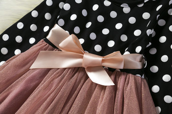 Κοριτσίστικο μακρυμάνικο φόρεμα 3-8 ετών Παιδικό πάρτι γενεθλίων πουά φόρεμα καθημερινής ένδυσης για κορίτσι 2023 Φθινοπωρινά χειμωνιάτικα βρεφικά ρούχα
