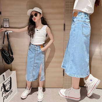 3-14 ετών Παιδικά κορίτσια τζιν φούστες Άνοιξη Καλοκαίρι Νέο Μήκος Αστραγάλου Jean Ανοιχτή Φούστα Chic Streetwear ντύσιμο Μέγεθος 110-170