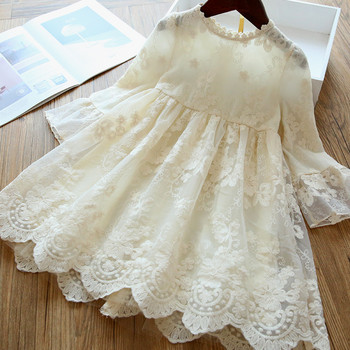 Μακρυμάνικο φόρεμα με δαντέλα λουλουδιών Κομψό παιδικό φόρεμα άνοιξης φθινοπώρου Πριγκίπισσα για γαμήλιο πάρτι γενεθλίων casual ρούχα για 3-8 χρόνια