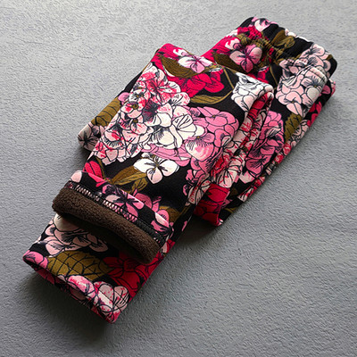 Jesen Zima Tajice za djevojčice Debele tople hlače na točkice Kid Girl Leopard Plus Hlače od baršuna Dječje vintage hlače s cvijećem