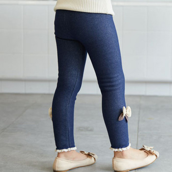 Нови есенно-зимни дънкови панталони за момичета Топли детски клинове Удебелени кадифени панталони Детски панталони Панталони за момиченца Icing Leggings