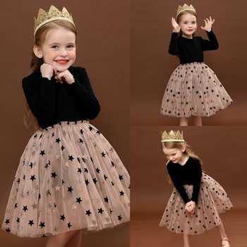 Πριγκίπισσα φόρεμα για κορίτσια Φθινοπωρινό μακρυμάνικο με παγιέτες στάμπα Tutu φόρεμα μπάλλας Παιδική στολή γενεθλίων Πρωτοχρονιά Πλεκτά casual ρούχα