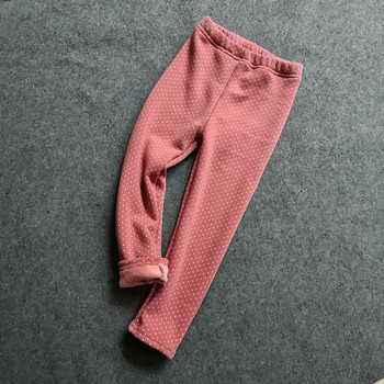 Есен Зима Детски панталони Малка точка плюс кадифени клинове за момичета Детски памучни еластични панталони за момичета Детско облекло