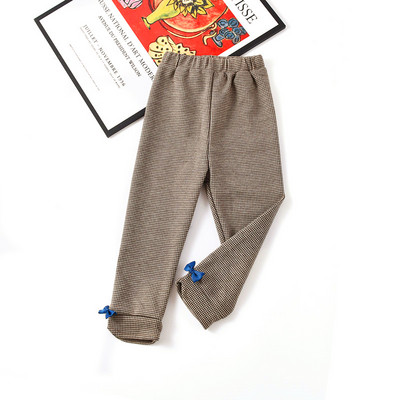 Talvised tüdrukud ülipehmed paksud soojad püksid, lapsed pluss sametist vibu säärised tüdrukutele ruudulised puuvillased püksid lastele