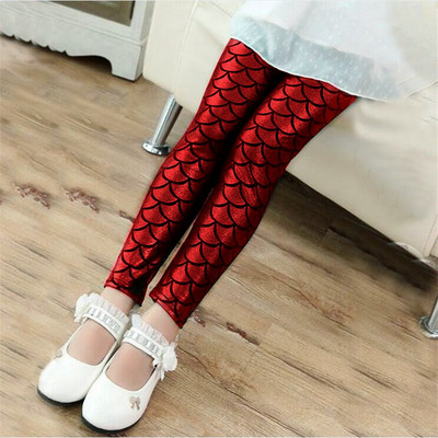 Tavasz ősz Lányok Leggings Hableány Leggings Lányok Nadrág Gyerek Lány Színes Fényes Scale Nadrág Vékony nadrág Gyermek Leggings