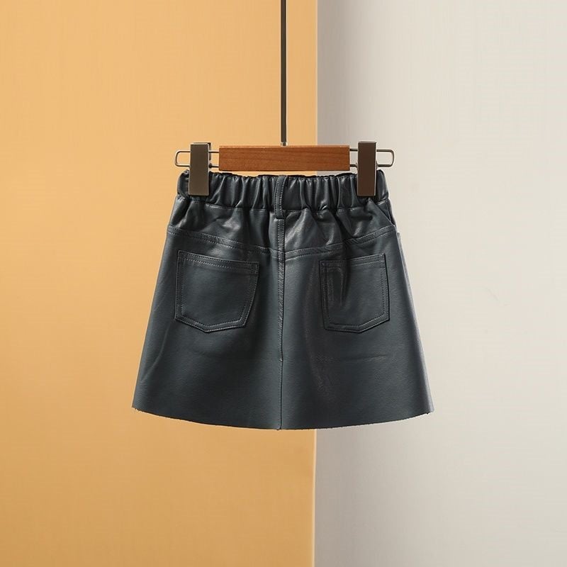 2023 Nouă primăvară toamnă fete copii din piele artificială curea PU fuste fuste modă casual confortabil drăguț copii îmbrăcăminte pentru copii