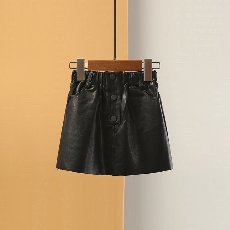 2023 Nouă primăvară toamnă fete copii din piele artificială curea PU fuste fuste modă casual confortabil drăguț copii îmbrăcăminte pentru copii