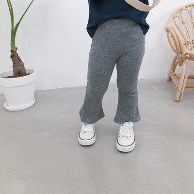 2021 Παιδικό παντελόνι για κορίτσια μονόχρωμο γκρι και μαύρο κολάν βαμβακερό παιδικό παντελόνι παντελόνι με κομμένο μποτάκι για άνοιξη και καλοκαίρι