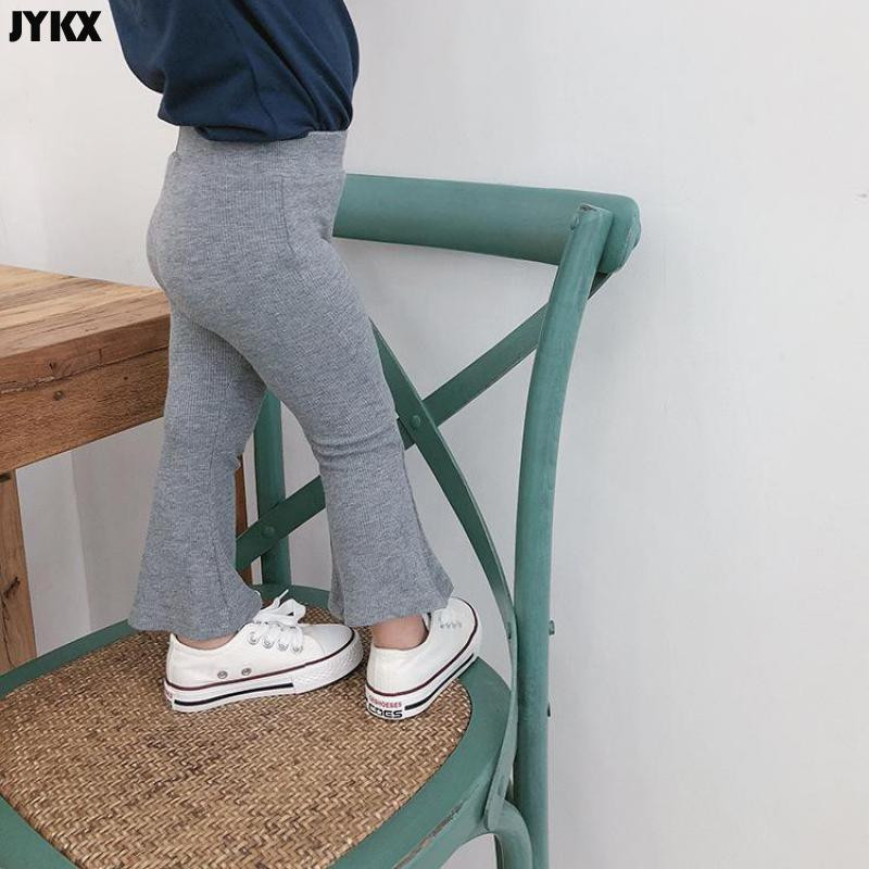 2021 Παιδικό παντελόνι για κορίτσια μονόχρωμο γκρι και μαύρο κολάν βαμβακερό παιδικό παντελόνι παντελόνι με κομμένο μποτάκι για άνοιξη και καλοκαίρι