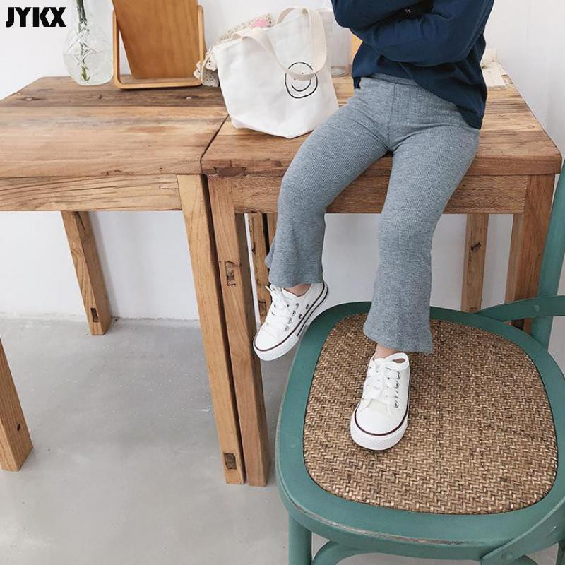 2021 Παιδικό παντελόνι για κορίτσια μονόχρωμο γκρι και μαύρο κολάν βαμβακερό παιδικό παντελόνι παντελόνι με κομμένο μποτάκι για άνοιξη και καλοκαίρι