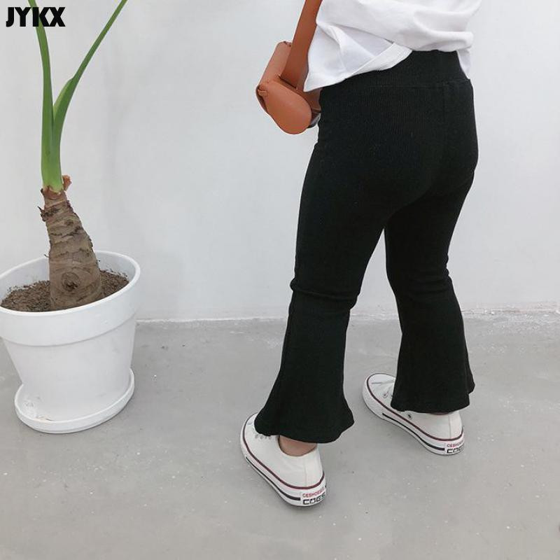 2021 Παιδικό παντελόνι για κορίτσια μονόχρωμο γκρι και μαύρο κολάν βαμβακερό παιδικό παντελόνι παντελόνι με κομμένο μποτάκι για άνοιξη και καλοκαίρι