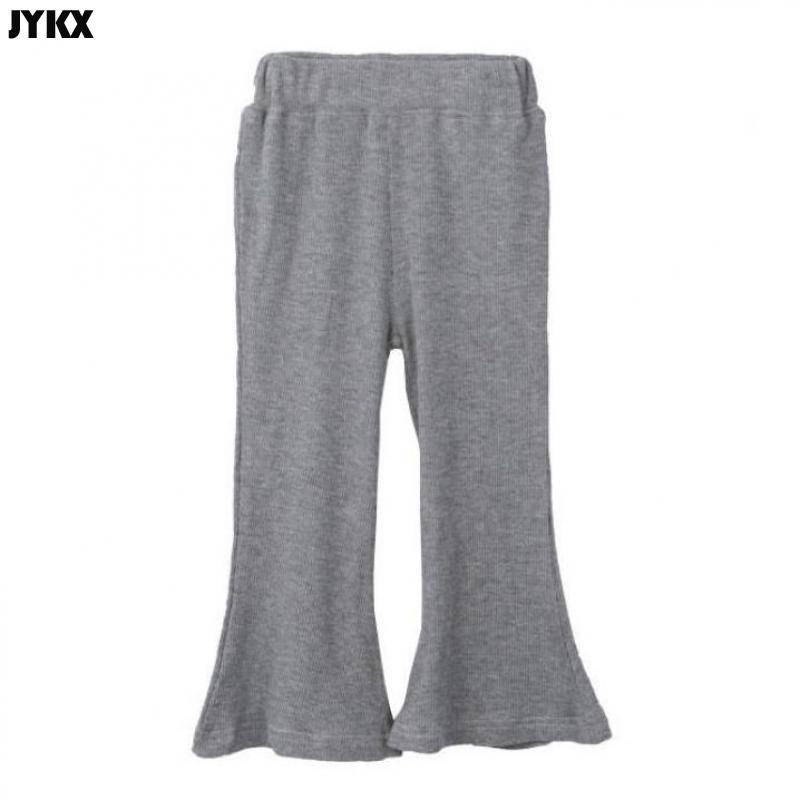 2021 Παιδικό παντελόνι για κορίτσια μονόχρωμο γκρι και μαύρο κολάν βαμβακερό παιδικό παντελόνι παντελόνι με κομμένο μποτάκι για άνοιξη και καλοκαίρι