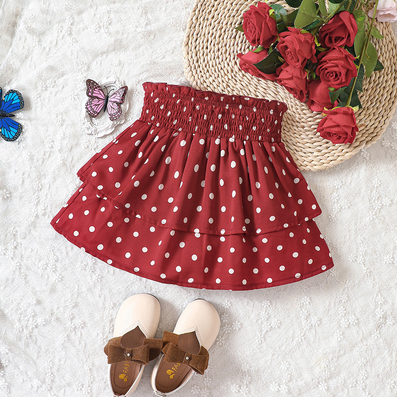 Nova ljetna dvoslojna polusuknja na točkice za srednje i male djevojčice
