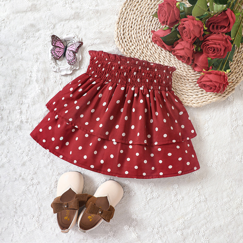 Nova ljetna dvoslojna polusuknja na točkice za srednje i male djevojčice