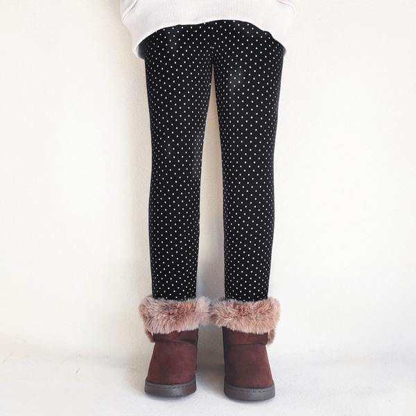 Hlače za djevojčice Jesen Zima Debele tople dječje donje tajice za bebe Šarene dječje hlače s točkicama
