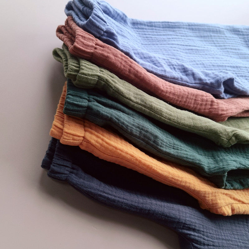 Lastepüksid, suvised kortsud, puuvillased linavärvid