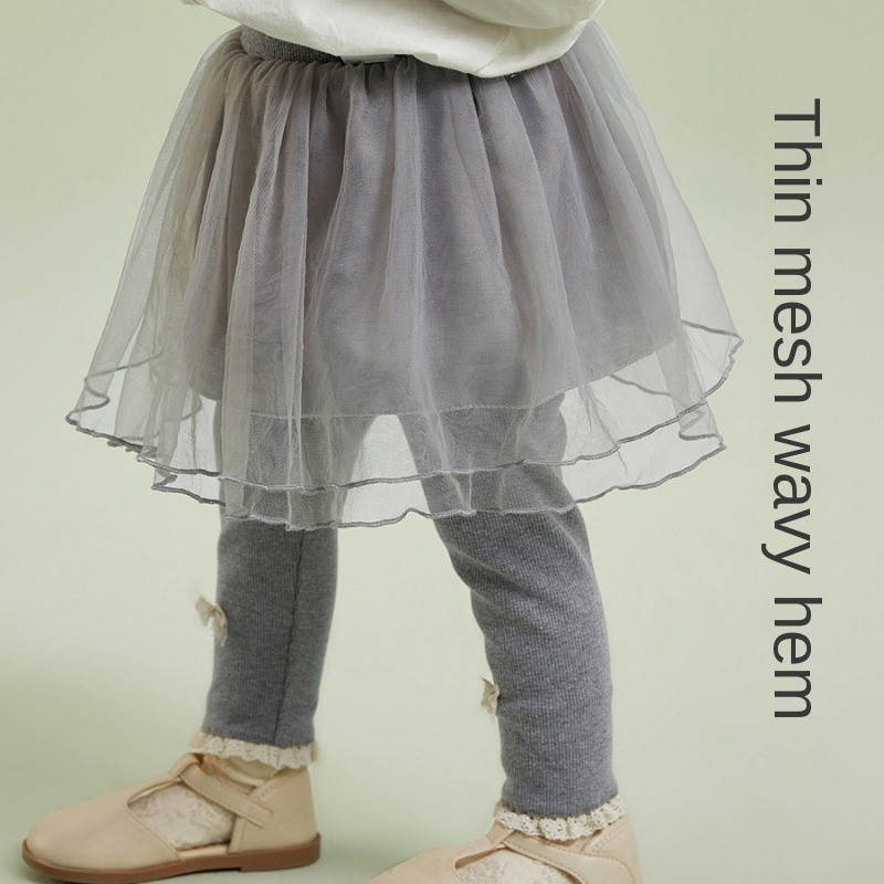 Djevojčice Proljeće Jesen Zima Mrežaste Tutu suknje Hlače Dječje Tajice Dječje lažne hlače od 2 komada Rođendanska odjeća za princeze