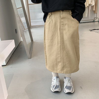 Κοριτσίστικη φούστα μεσαίου μήκους με όλα τα ταιριαστά κορεατικά στυλ 2022 Άνοιξη Νέα Παιδική Τσέπη Μόδα τζιν φούστα για κοριτσάκια